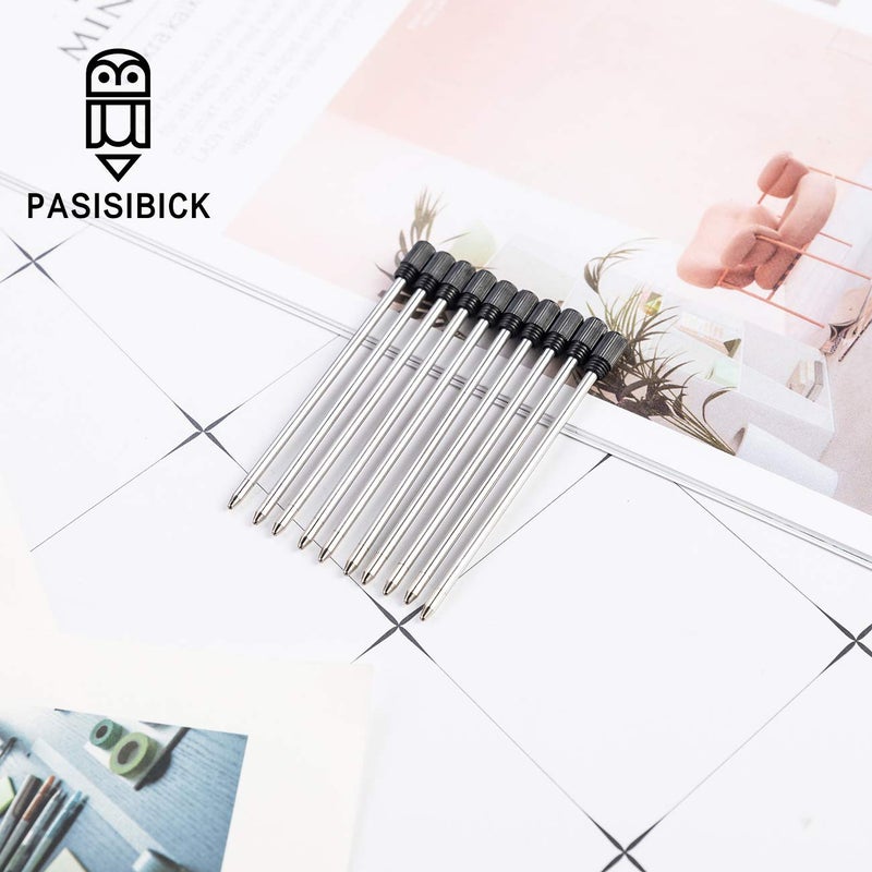 PASISIBICK 2.75'' Black Ink Crystal Pen Refills, Standard D1 Ballpoint Pen Refill (Remove Black Hat), Metal Refills(Pack of 20) - Image 2